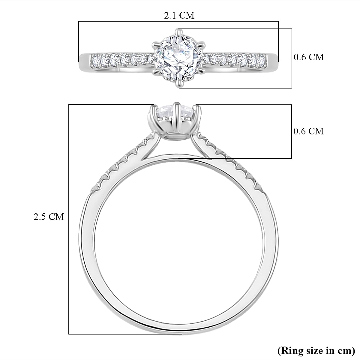 Moissanite Fancy Ring in Rhodium Sterling Silver