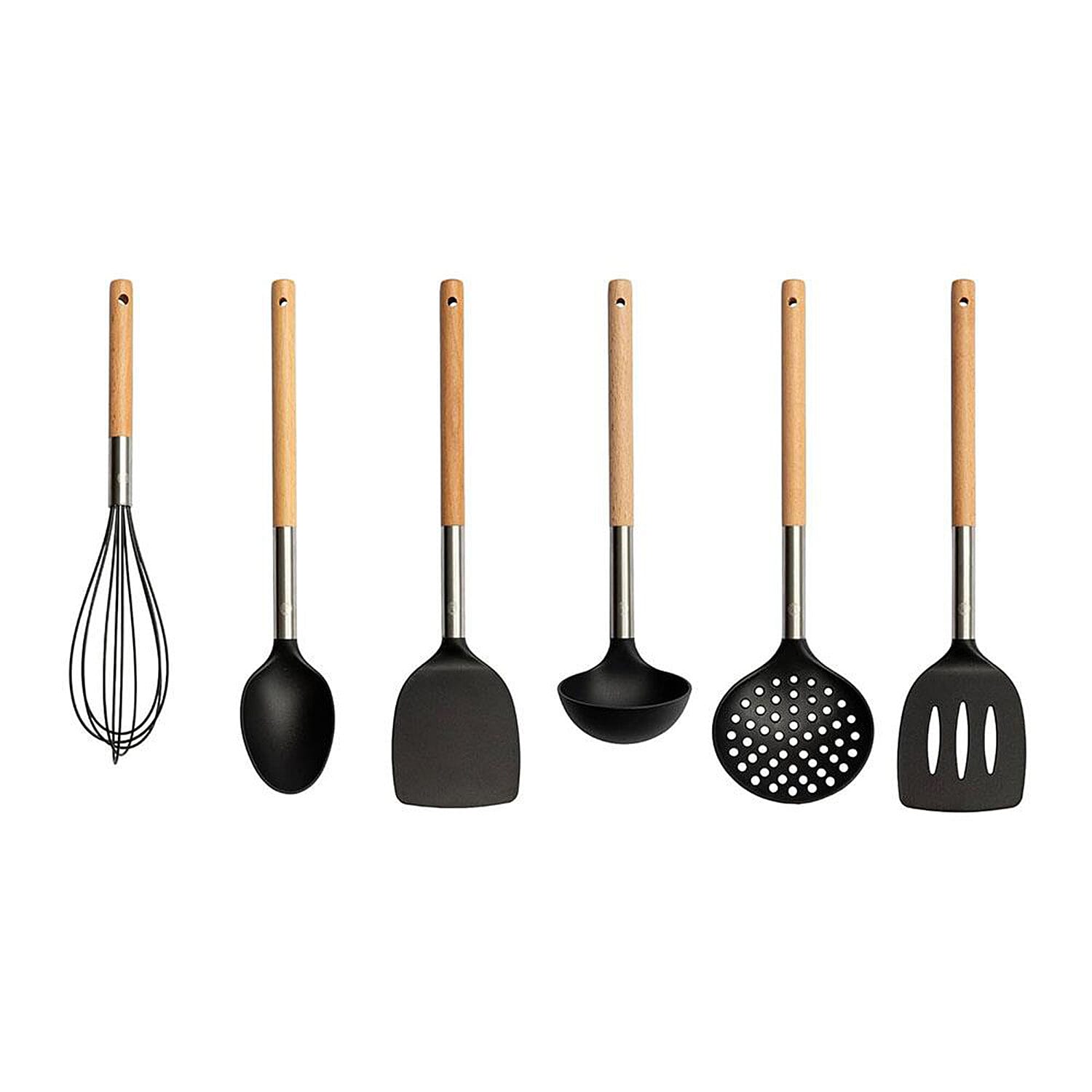 Masterchef 6 Piece Kitchen Utensil Set - Wood & Black