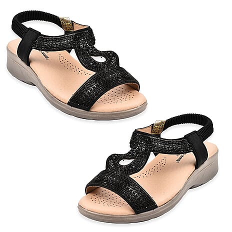 Cushion Walk Ladies Debs Diamante Sandle (Size 3) - Black