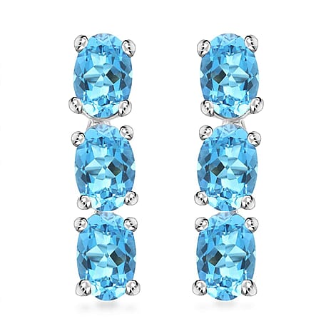 14K W Gold  AAA   Santamaria Aquamarine  Earring 2.40 ct,  Gold Wt. 2.09 Gms  2.400  Ct.