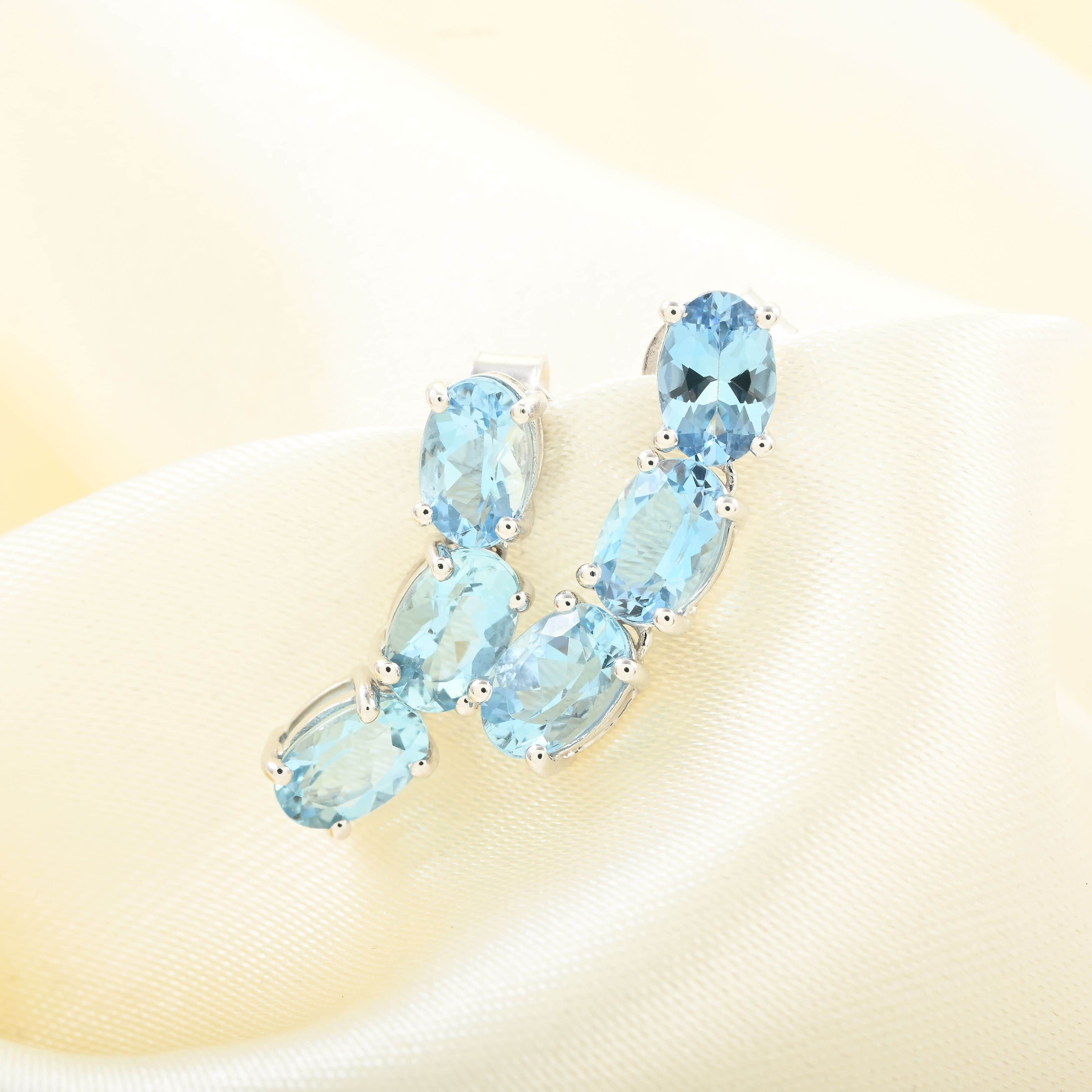 14K W Gold  AAA   Santamaria Aquamarine  Earring 2.40 ct,  Gold Wt. 2.09 Gms  2.400  Ct.