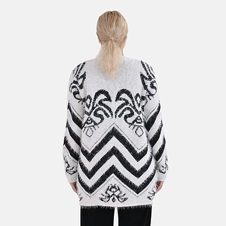 Tamsy Patterned Cardigan and Sweater-Jumper - Black & White