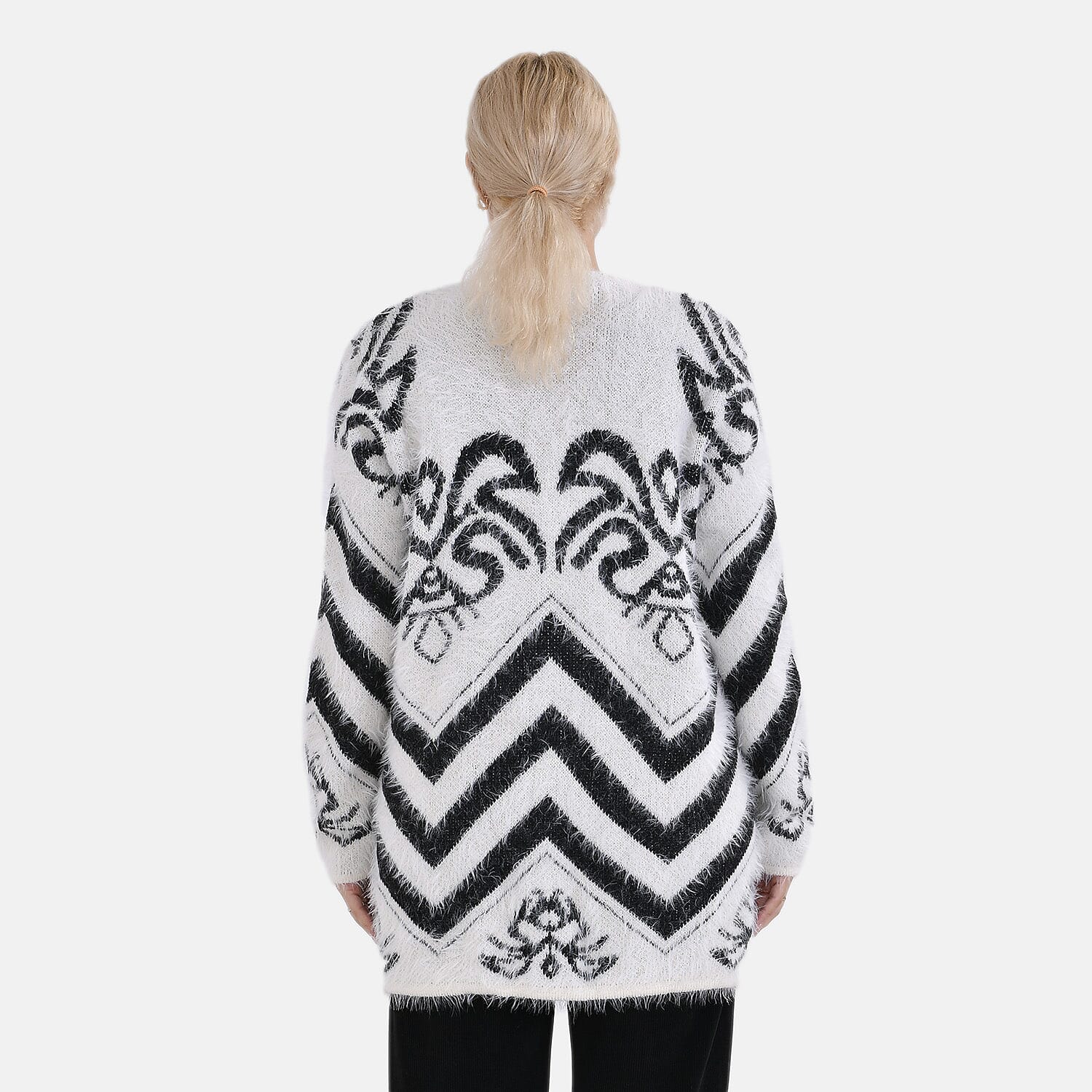 Tamsy Patterned Cardigan and Sweater-Jumper - Black & White