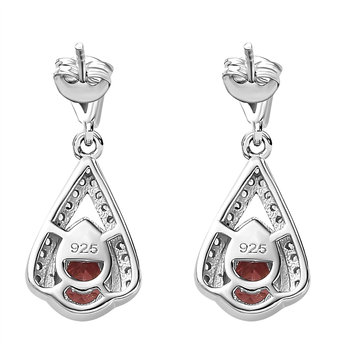Tanzanian Blush Garnet & Natural Zircon Earrings in Rhodium Overlay Sterling Silver 1.19 Ct. Tanzanian Blush Garnet & Natural Zircon Earrings in Rhodium Overlay Sterling Silver 1.19 Ct.