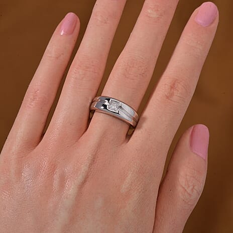 Moissanite  Ring in Rhodium Overlay Sterling Silver