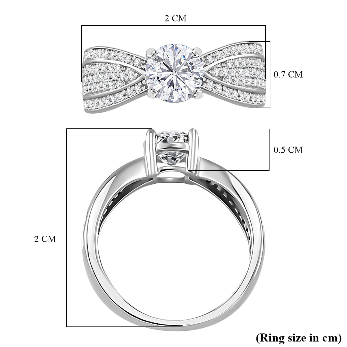 Designer Inspired - Moissanite Ring In platinum Overlay Sterling Silver 1.55 Cts
