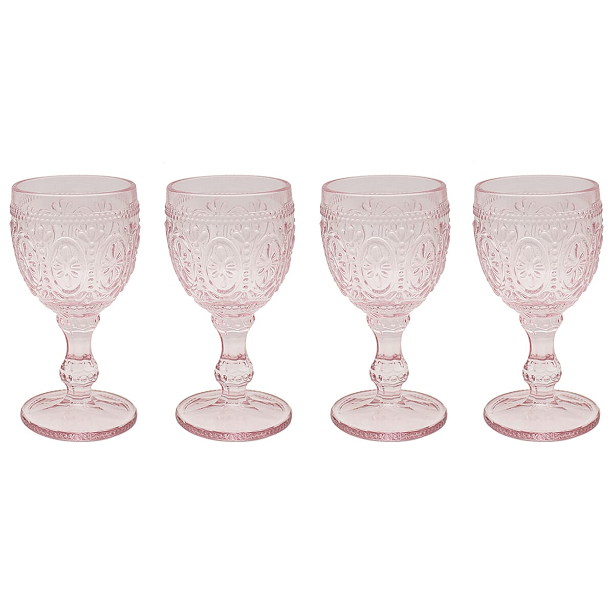 Set of 4 Wine Glass (Size 17x9x9 cm) - Pink