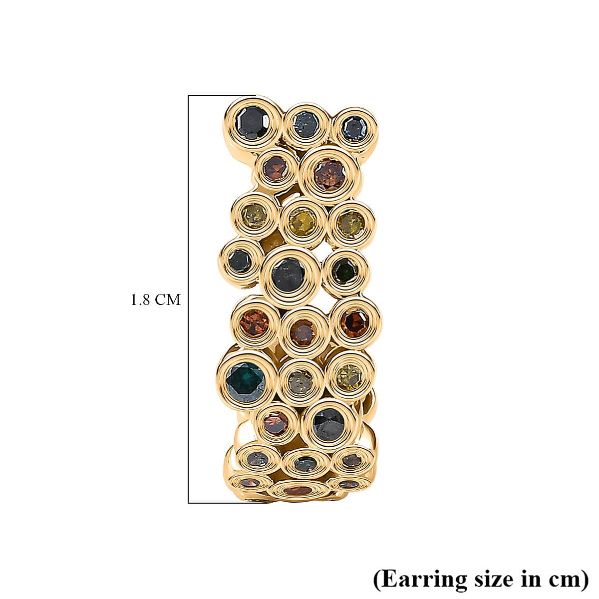 JCK Vegas Closeout - Multi Colour Diamond Half Hoop Earrings in 18K YG Vermeil Plated Sterling Silver 1.01 Ct