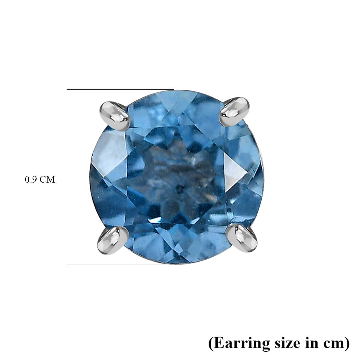 Belgian Teal Fluorite  Solitaire Stud Push Post Earring in Rhodium Overlay Sterling Silver 5.072 Ct.