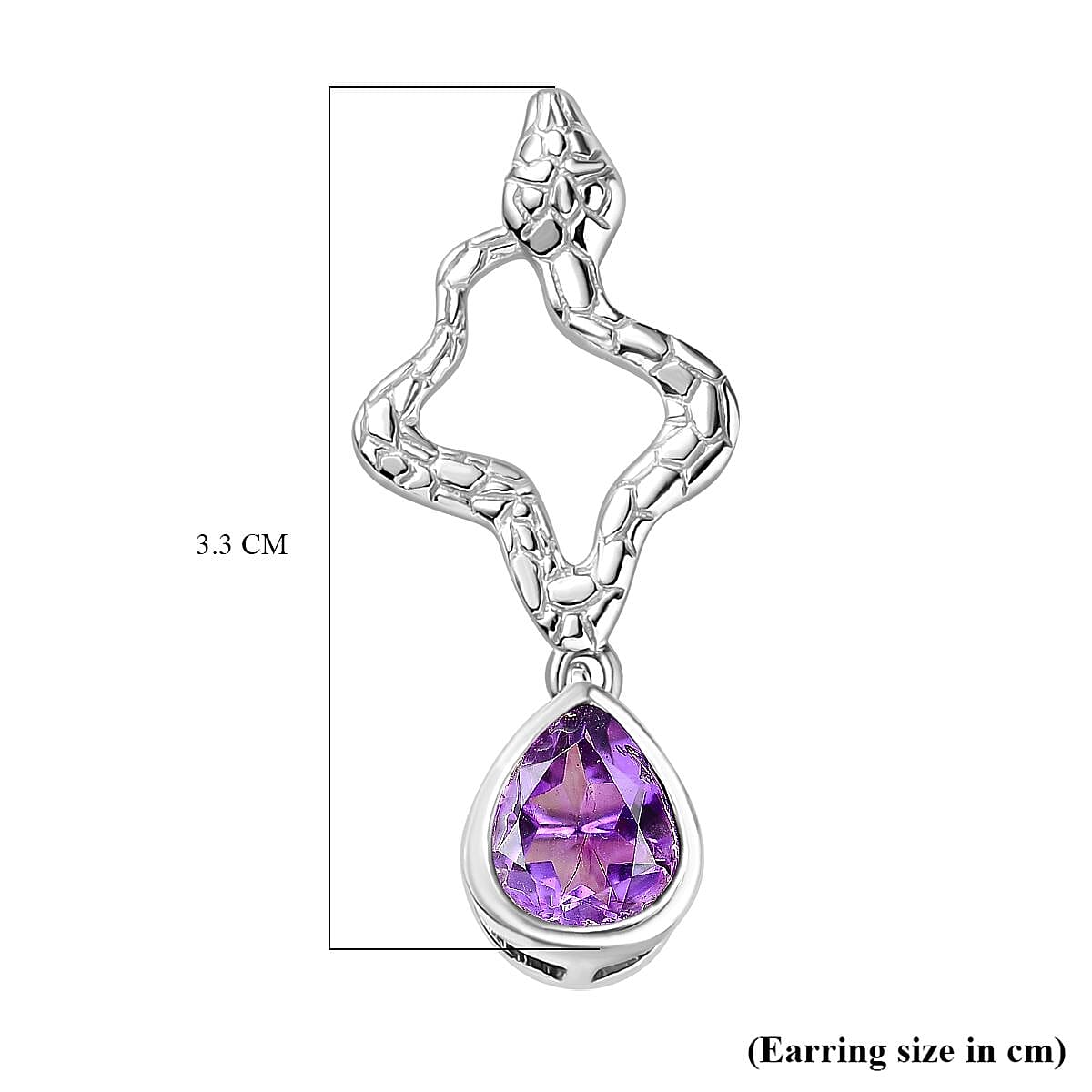 Moroccan Amethyst Solitaire Dangle Earrings in Rhodium Overlay Sterling Silver 3.03 Ct.