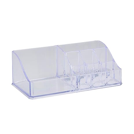 Transparent Cosmetic Organiser with Cells - White