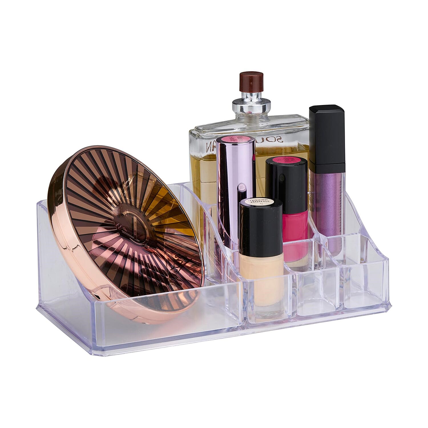 Transparent Cosmetic Organiser with Cells - White