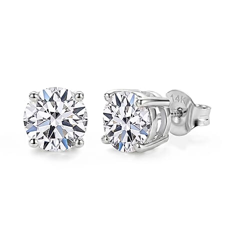 Luxuriant 14K White Gold SGL Certified (VS-GH) Lab Grown Diamond Push Post Earring 2.00 Ct.