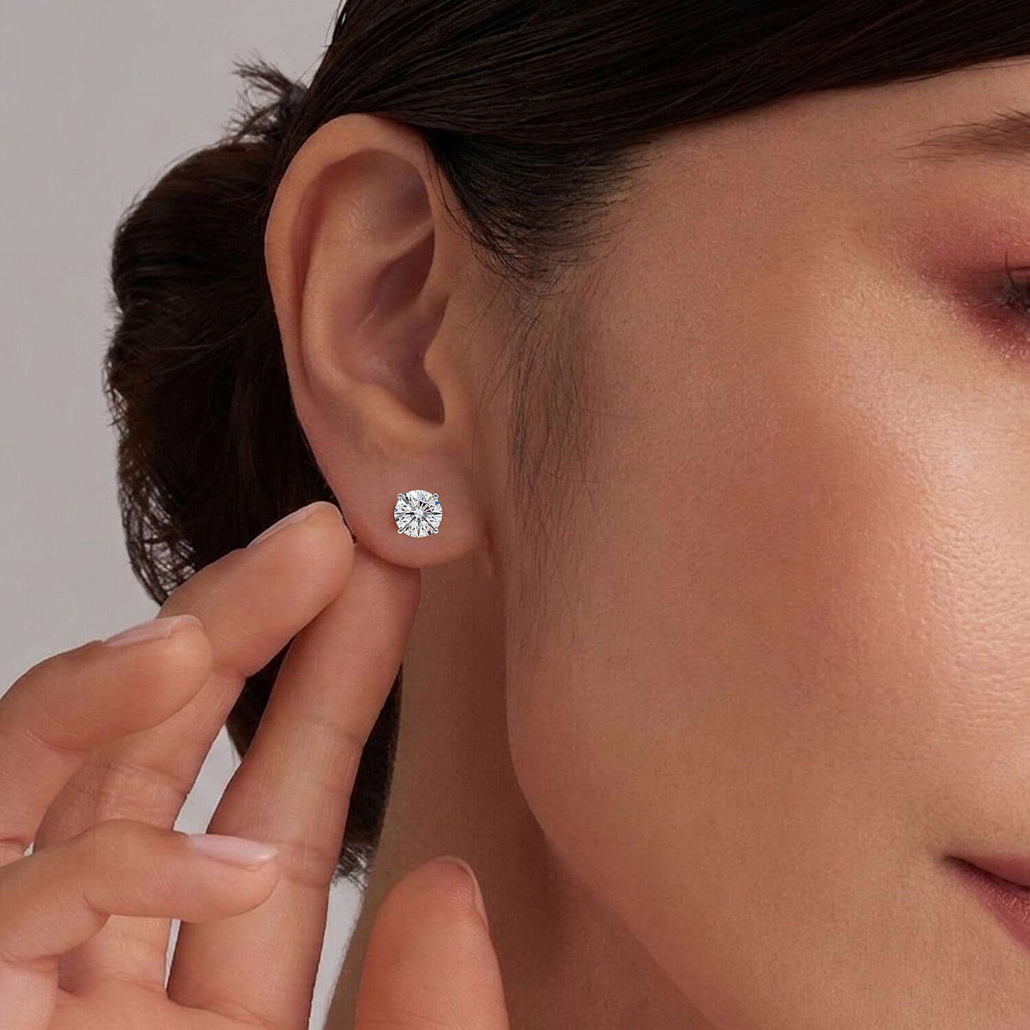 Luxuriant 14K White Gold SGL Certified (VS-GH) Lab Grown Diamond Push Post Earring 2.00 Ct.