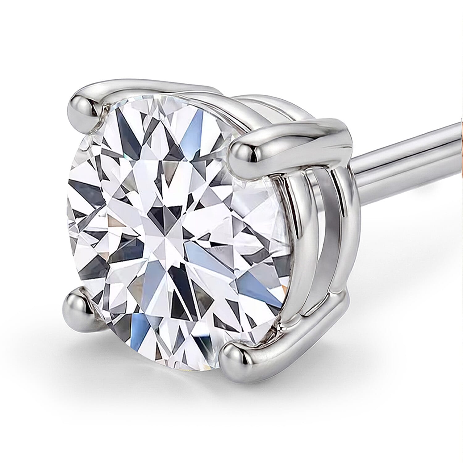 Luxuriant 14K White Gold SGL Certified (VS-GH) Lab Grown Diamond Push Post Earring 2.00 Ct.
