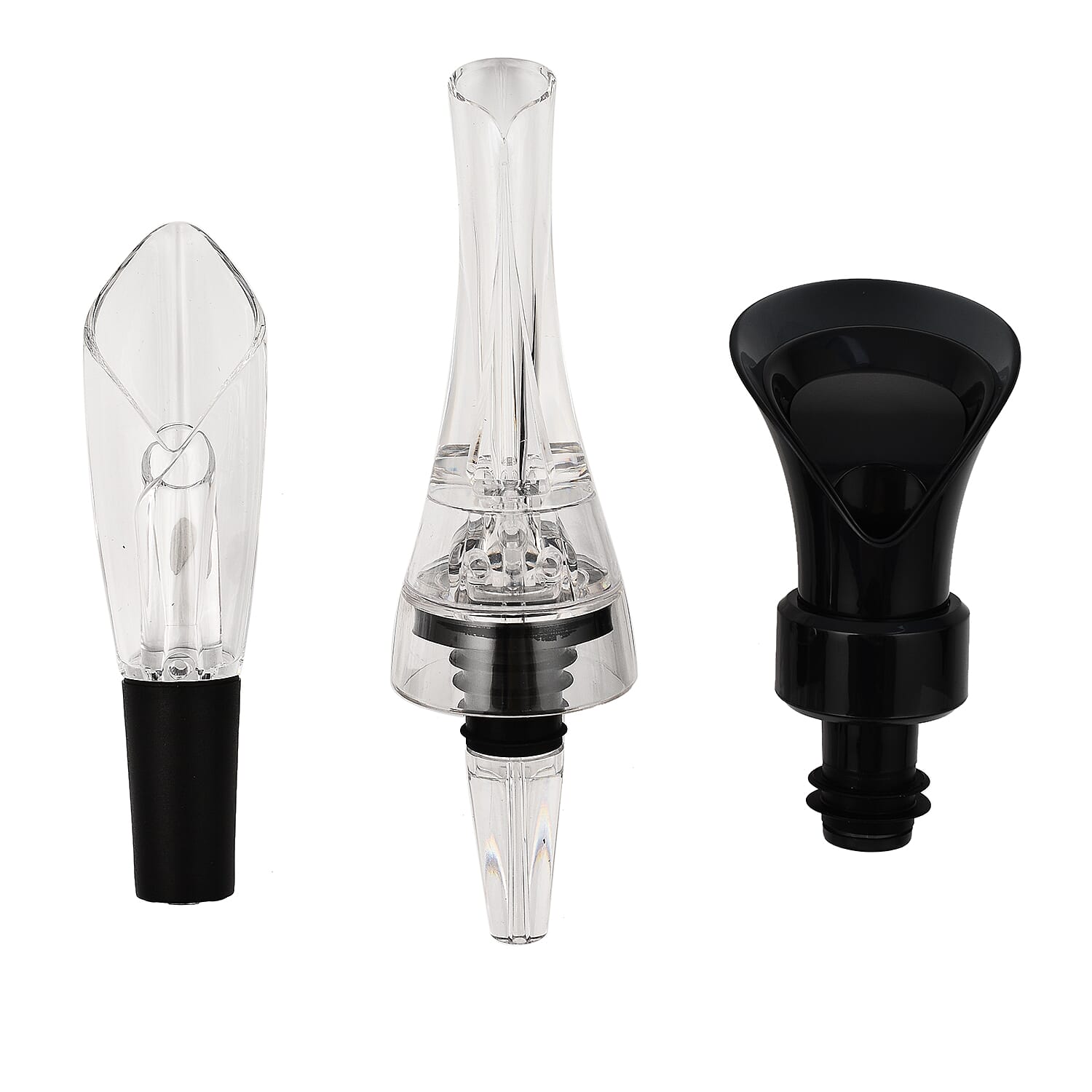 3 Piece Wine Aerator Set - Clear & Black