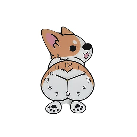 Corgi Pendulum Wall Clock (2AA Batteries not Included) - Light Yellow - White