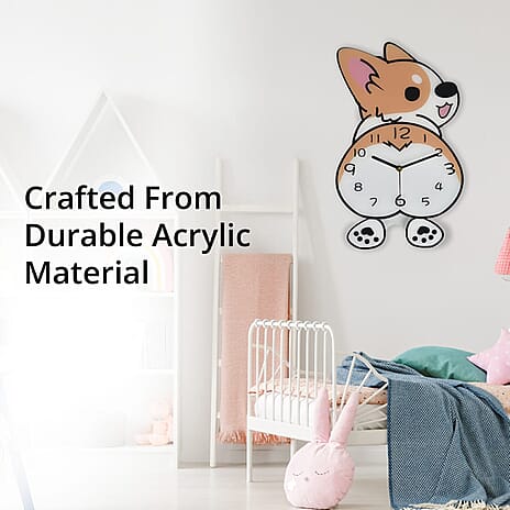 Corgi Pendulum Wall Clock (2AA Batteries not Included) - Light Yellow - White