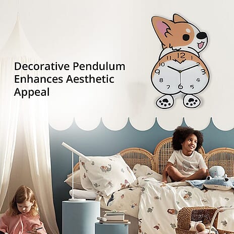Corgi Pendulum Wall Clock (2AA Batteries not Included) - Light Yellow - White