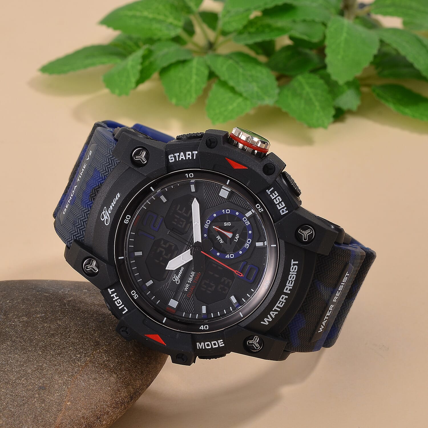 Genoa Japanese Mens Watch in Stainless Steel - Green