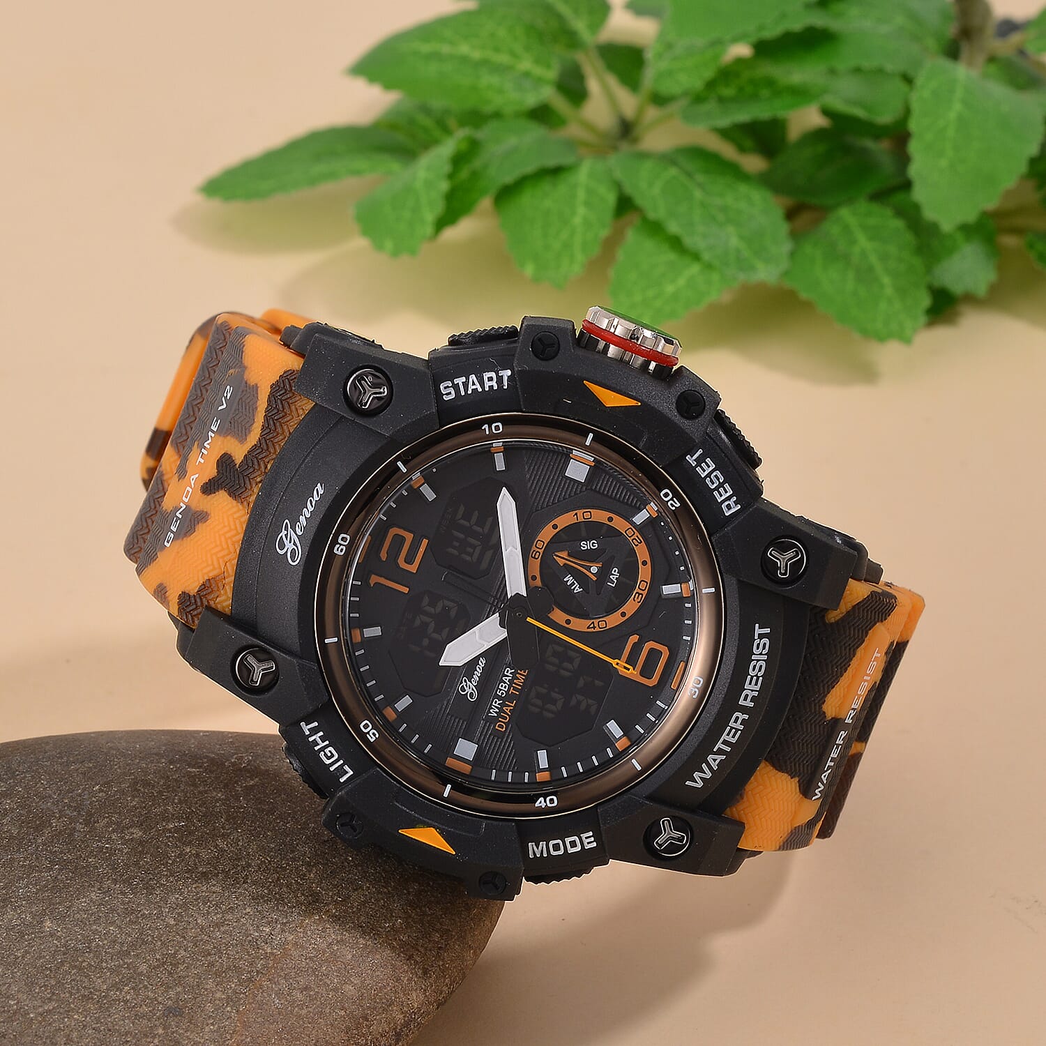 Genoa Japanese Mens Watch in Stainless Steel - Green