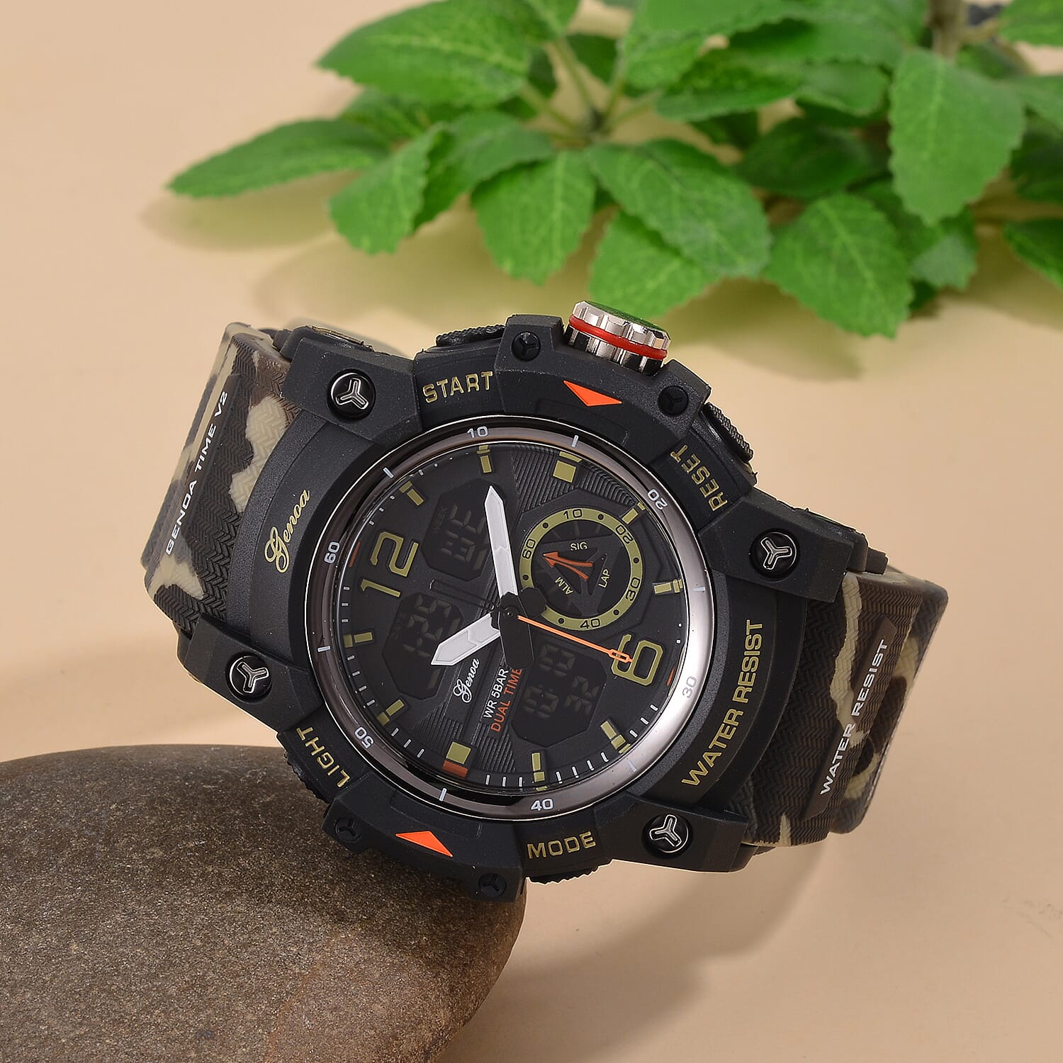 Genoa Japanese Mens Watch in Stainless Steel - Green