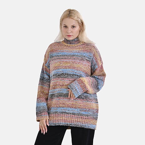 La Marey Stripe Pattern Sweater (Size S) Blue - Red