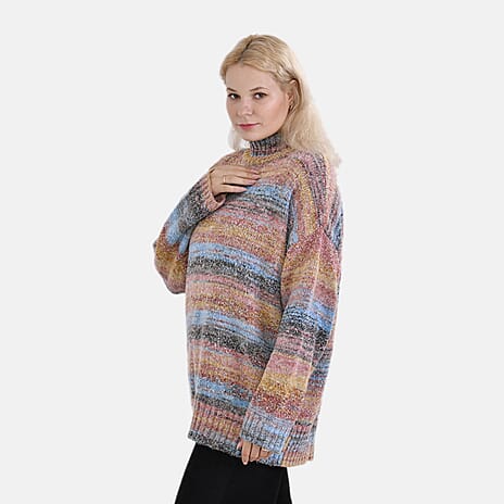 La Marey Stripe Pattern Sweater (Size S) Blue - Red