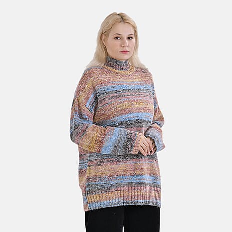 La Marey Stripe Pattern Sweater (Size S) Blue - Red