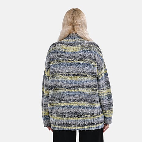La Marey Abstract Jumper (Size XL) Grey With Yellow & Blue