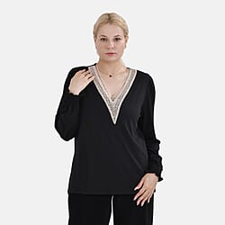 La Marey Lace V-Neck Long Sleeve Top