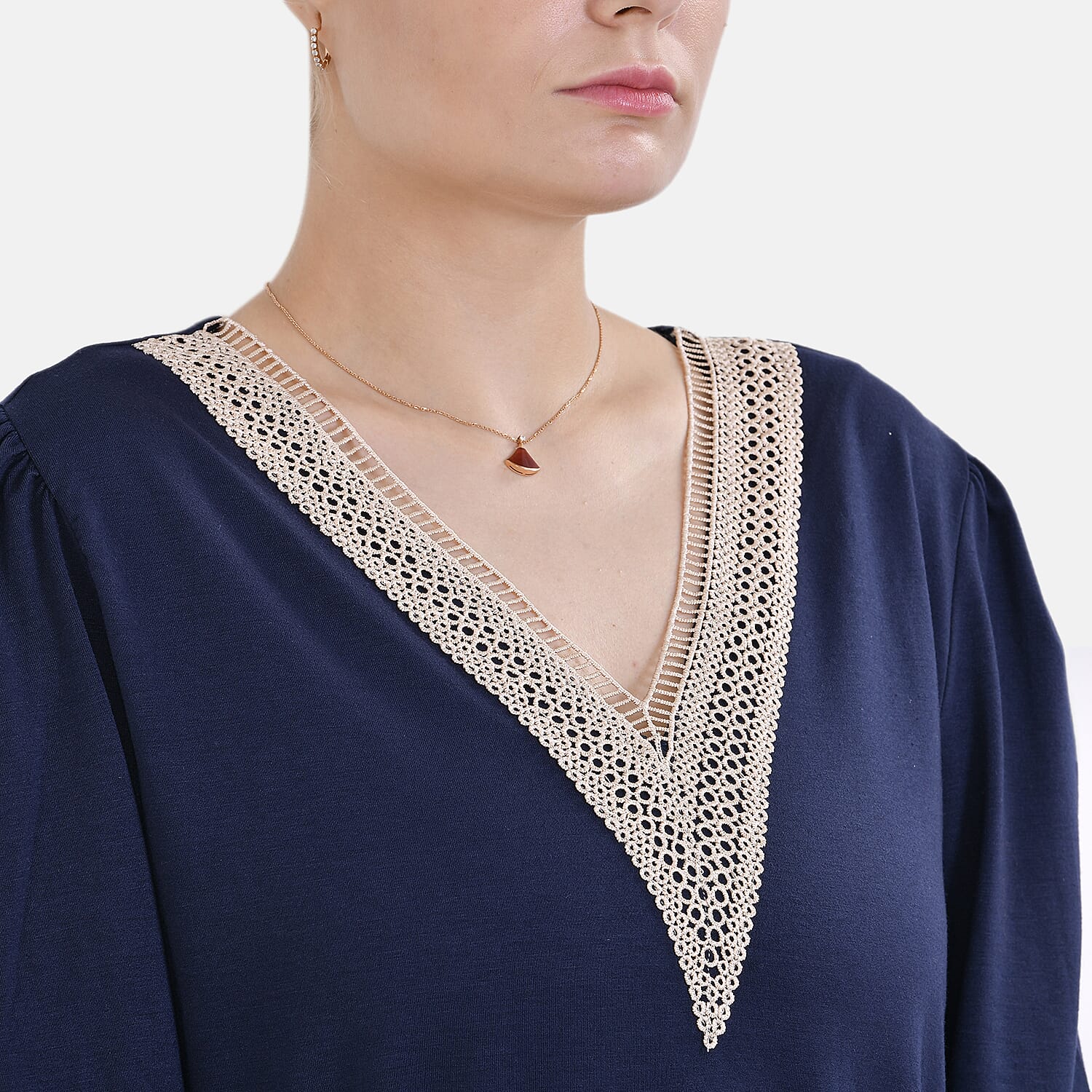 La Marey Lace V-Neck Long Sleeve Top