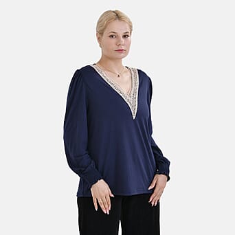 https://tjcuk.sirv.com/Products/78/0/7809965/La-Marey-Polyester-Patterned-Top-Size-71x1-cm-Navy-Black_7809965_3.jpg?w=342&h=342
