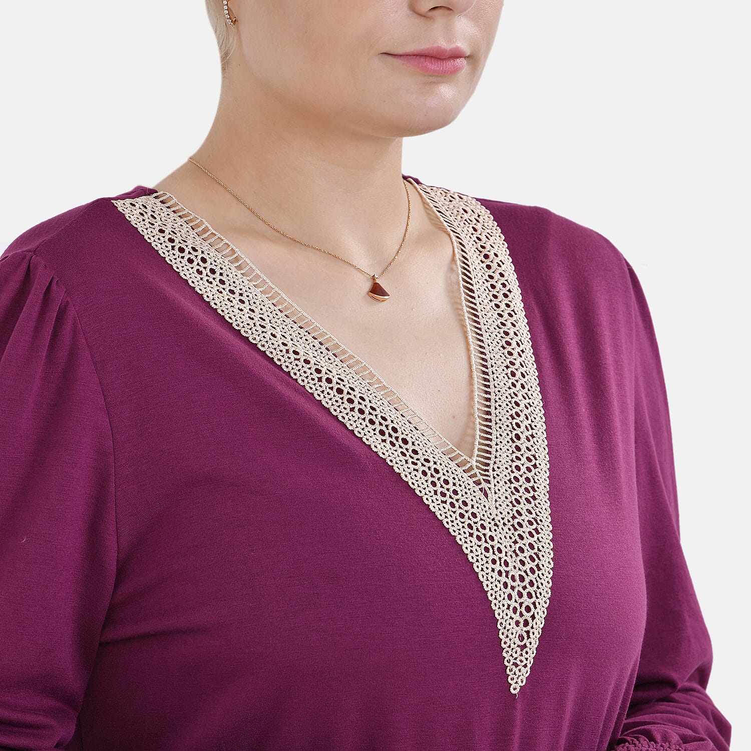 La Marey Lace V-Neck Long Sleeve Top