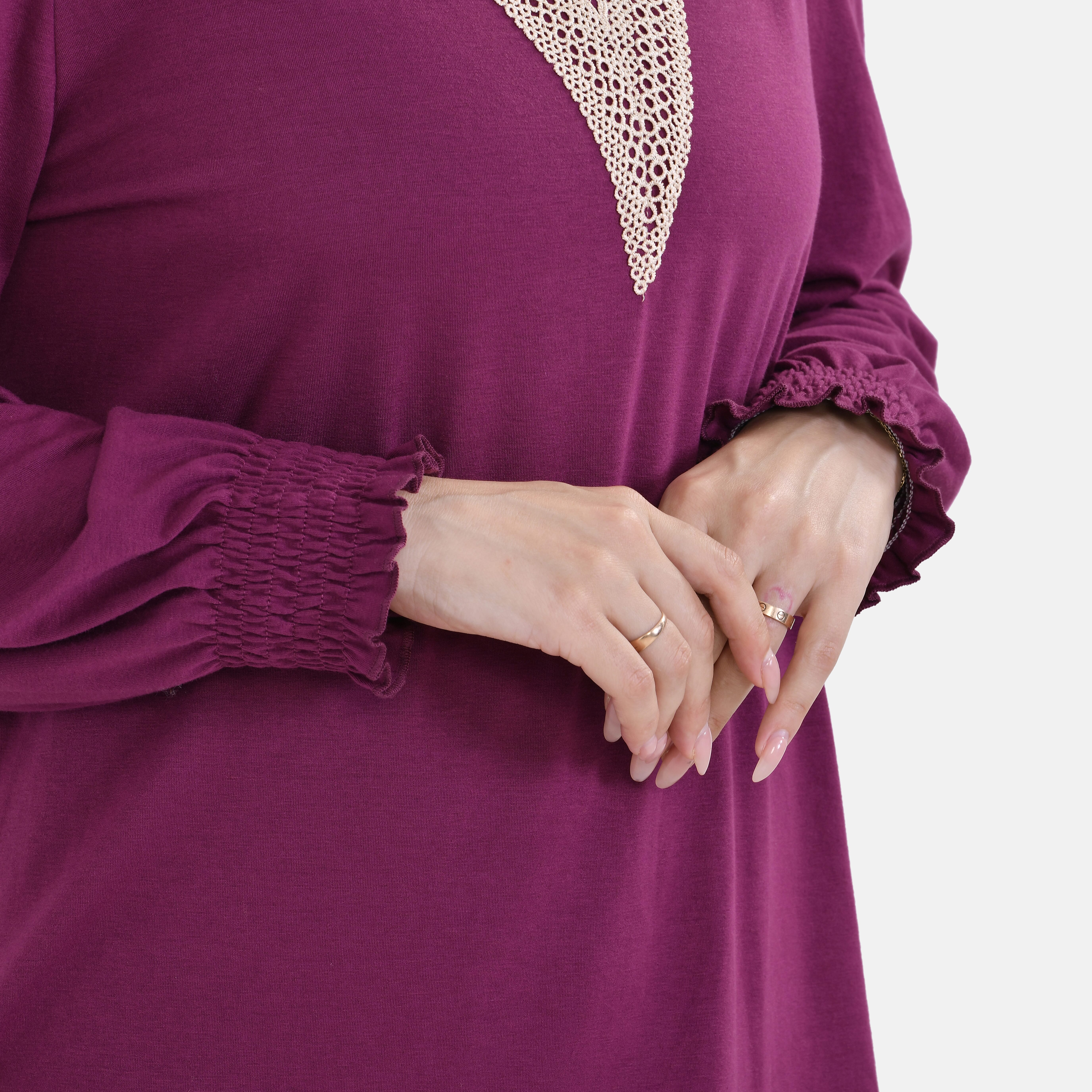 La Marey Lace V-Neck Long Sleeve Top