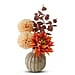 14 In Orange Mixed Floral Arrangement in Bulb Vase