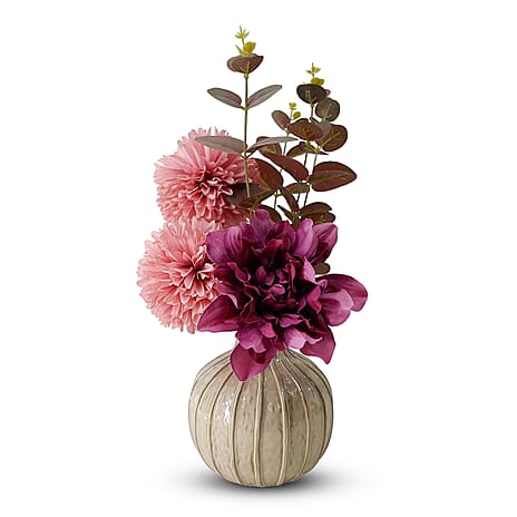 14 H Plum Mixed Floral Arrangement in Bulb Vase