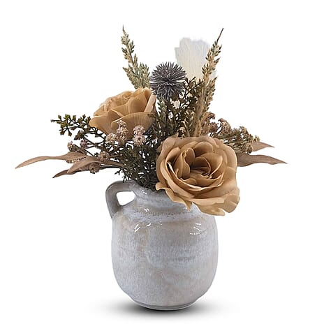 Fall Rose Plant in Ceramic Jug