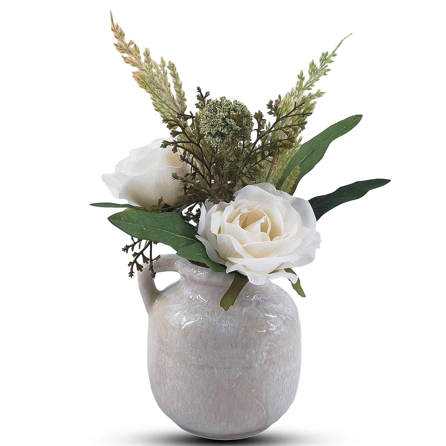 11.8 Inches White Rose in Ceramic Pot