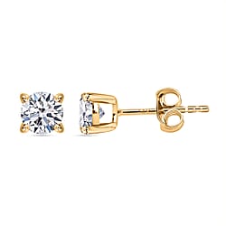 LUXURIANT 14K Yellow Gold Lab Grown Diamond (VS/GH) Stud Earrings With Push Back 1 Ct.