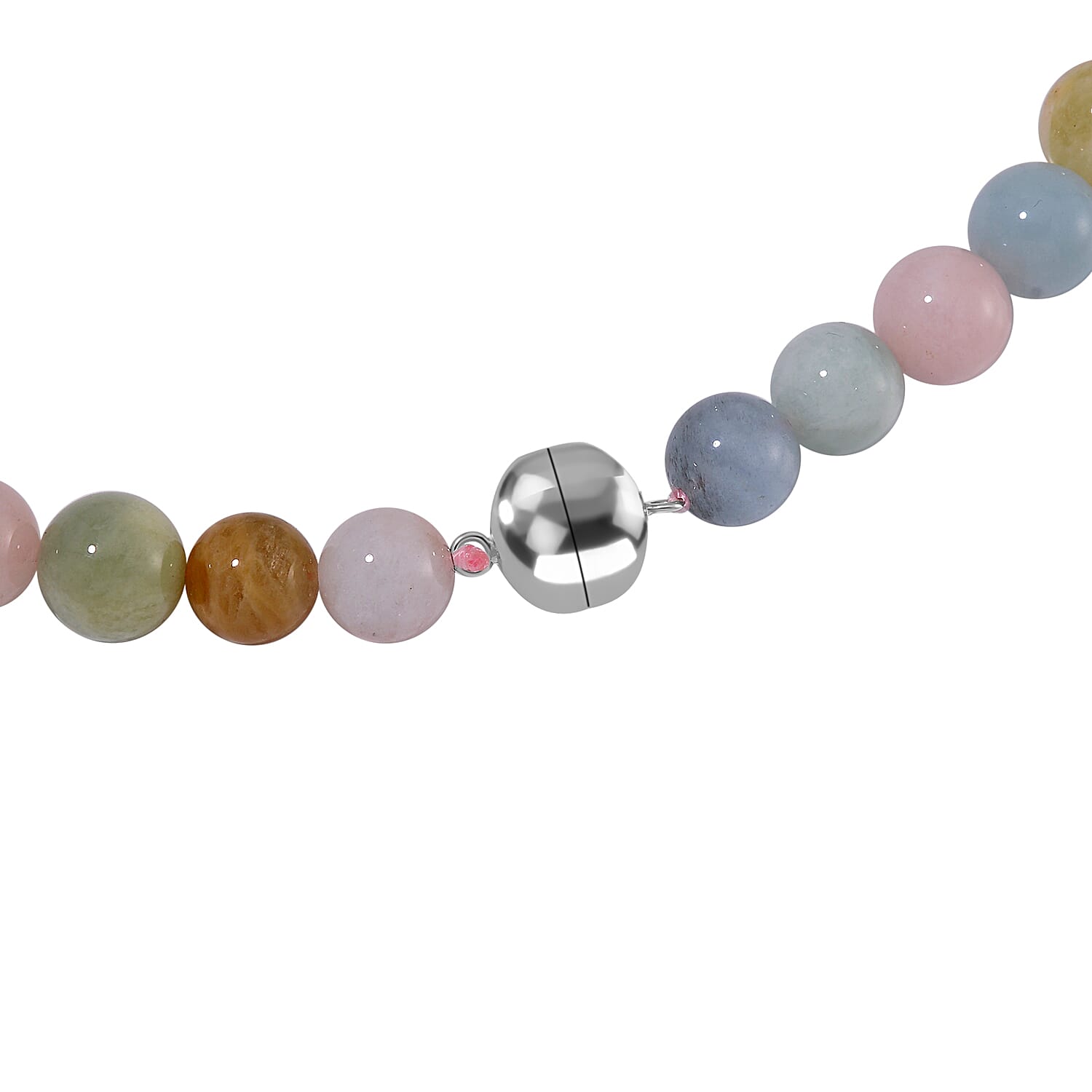 Close Out Deal- Multi Beryl ( Aquamarine, Morganite) Necklace (Size - 20) in rhodium Sterling Silver 475.00 ct