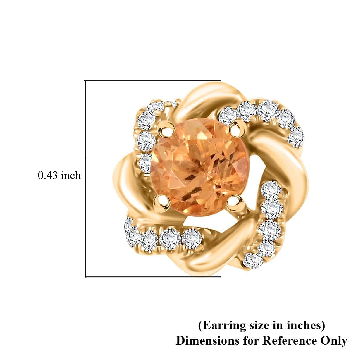 10K Yellow Gold AAA Imperial Topaz , White Diamond I2 Earring 1.37 ct, Gold Wt. 2.67 Gms 1.370 Ct. 10K Yellow Gold AAA Imperial Topaz , White Diamond I2 Earring 1.37 ct, Gold Wt. 2.67 Gms 1.370 Ct.