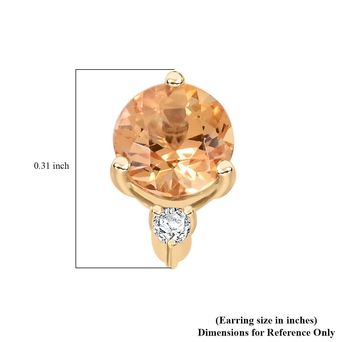 LUXORO 9K Yellow Gold AGI Certified AAA Imperial Topaz & White Diamond Earring 1.20 Ct.