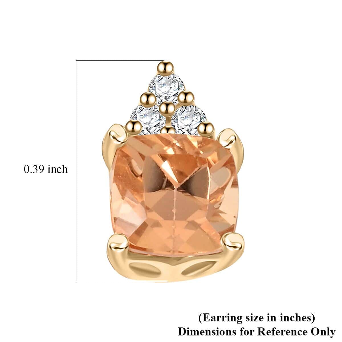 10K Yellow Gold AAA Imperial Topaz , White Diamond I2 Earring 1.59 ct, Gold Wt. 1.24 Gms 1.590 Ct. 10K Yellow Gold AAA Imperial Topaz , White Diamond I2 Earring 1.59 ct, Gold Wt. 1.24 Gms 1.590 Ct.