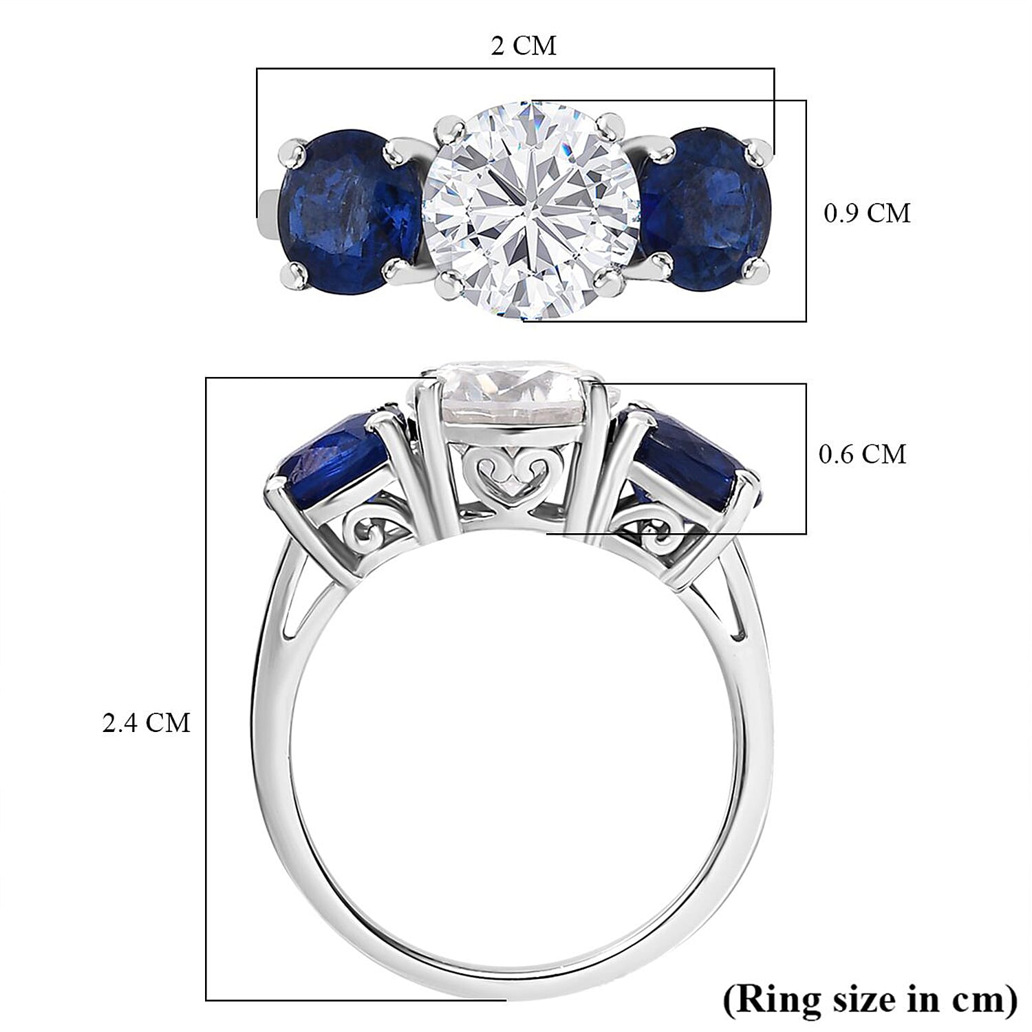 The Glacier Kyanite and Moissanite Ring in Platinum Overlay Sterling Silver 4.15 ct