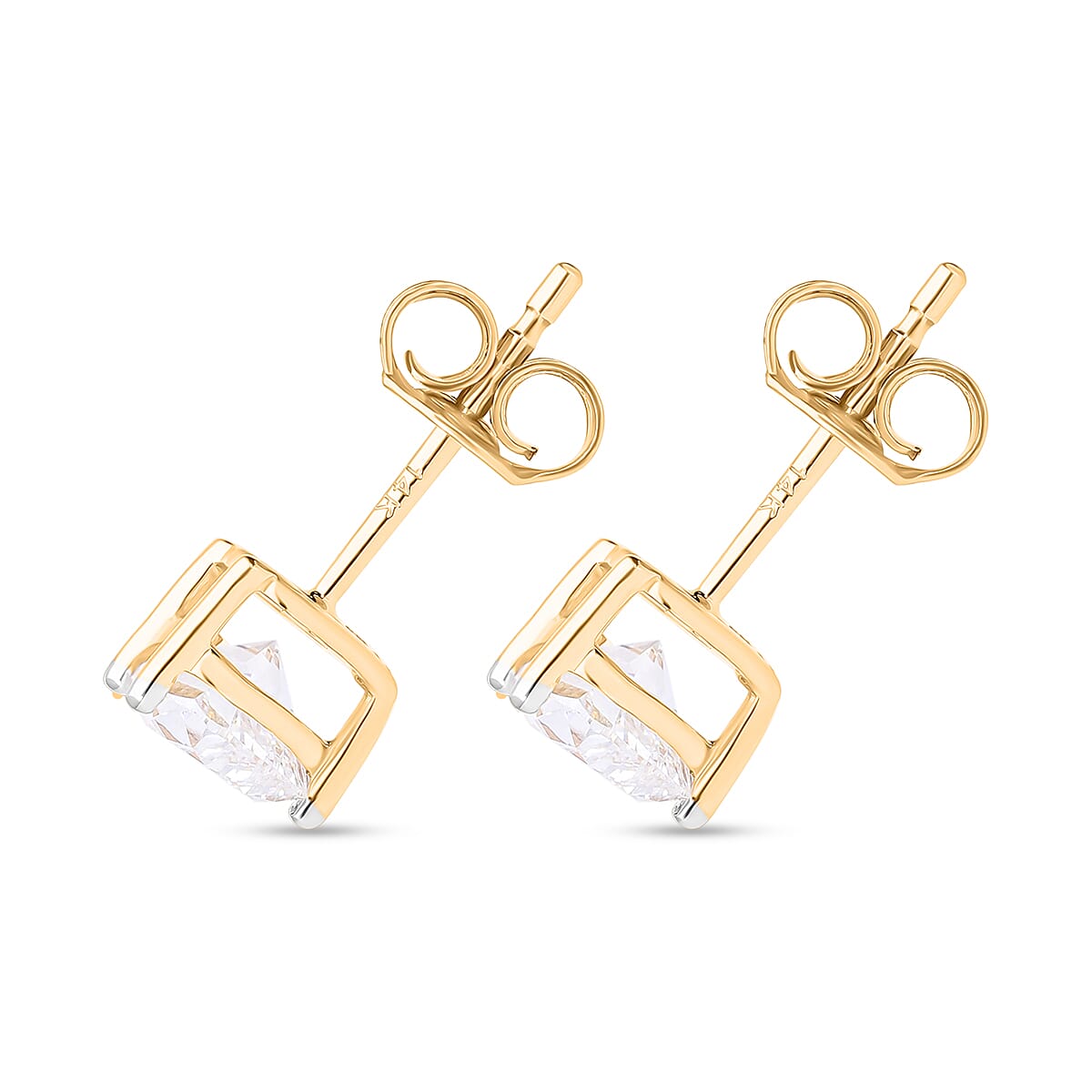 Luxuriant Diamond - 14K Yellow Gold SGL Certified Lab Grown Diamond (VS-E-F) Heart Earrings with Push Back 1.08 Ct.
