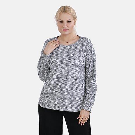 La Marey Round Neck Long Sleeve Top (Size S) - Grey