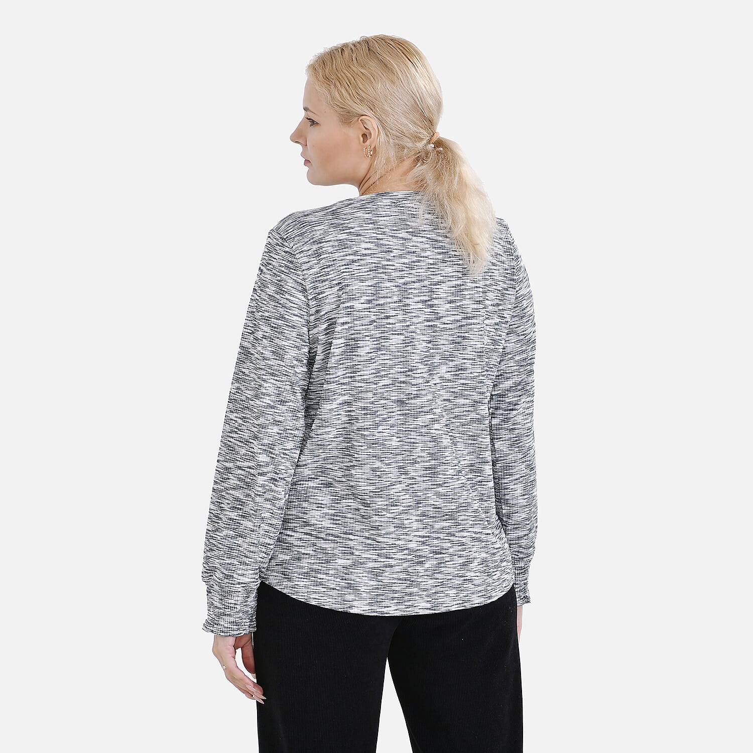 La Marey Round Neck Long Sleeve Top (Size S) - Grey