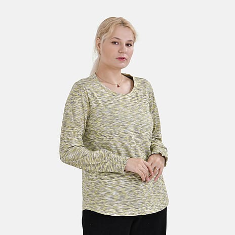 La Marey Round Neck Long Sleeve Top (Size L) - Green