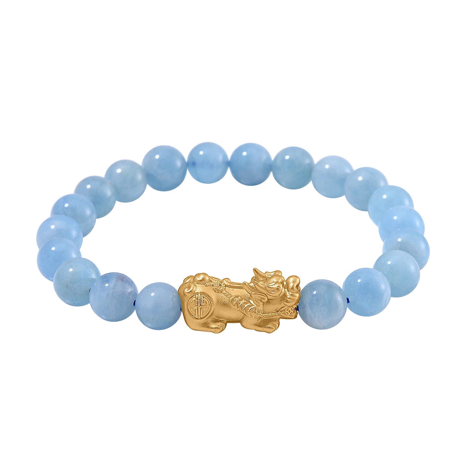 Aquamarine PIXIU Bracelet (Size7 -7.5) in Yellow Gold Overlay Sterling Silver 120.00 Ct.